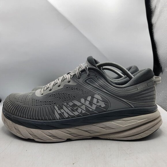 Hoka One One Bondi 7 Mens 12.5 Gray Wild Dove Athletic Running Shoes Casual - Picture 5 of 12
